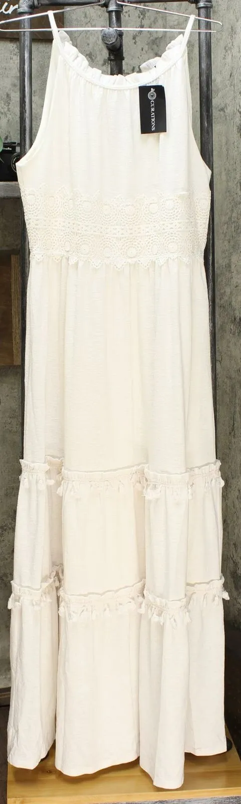 Curations Women's Sleeveless Maxi Dress With Lace Trim