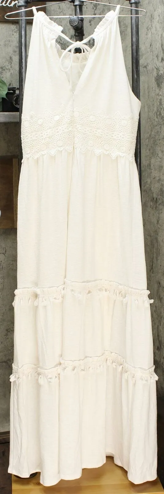 Curations Women's Sleeveless Maxi Dress With Lace Trim