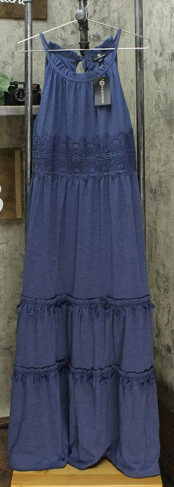 Curations Women's Sleeveless Maxi Dress With Lace Trim