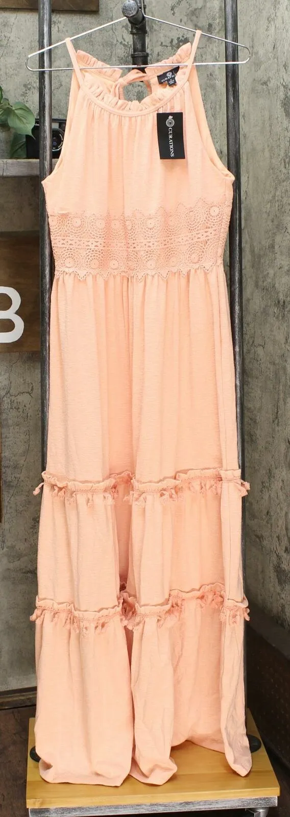 Curations Women's Sleeveless Maxi Dress With Lace Trim