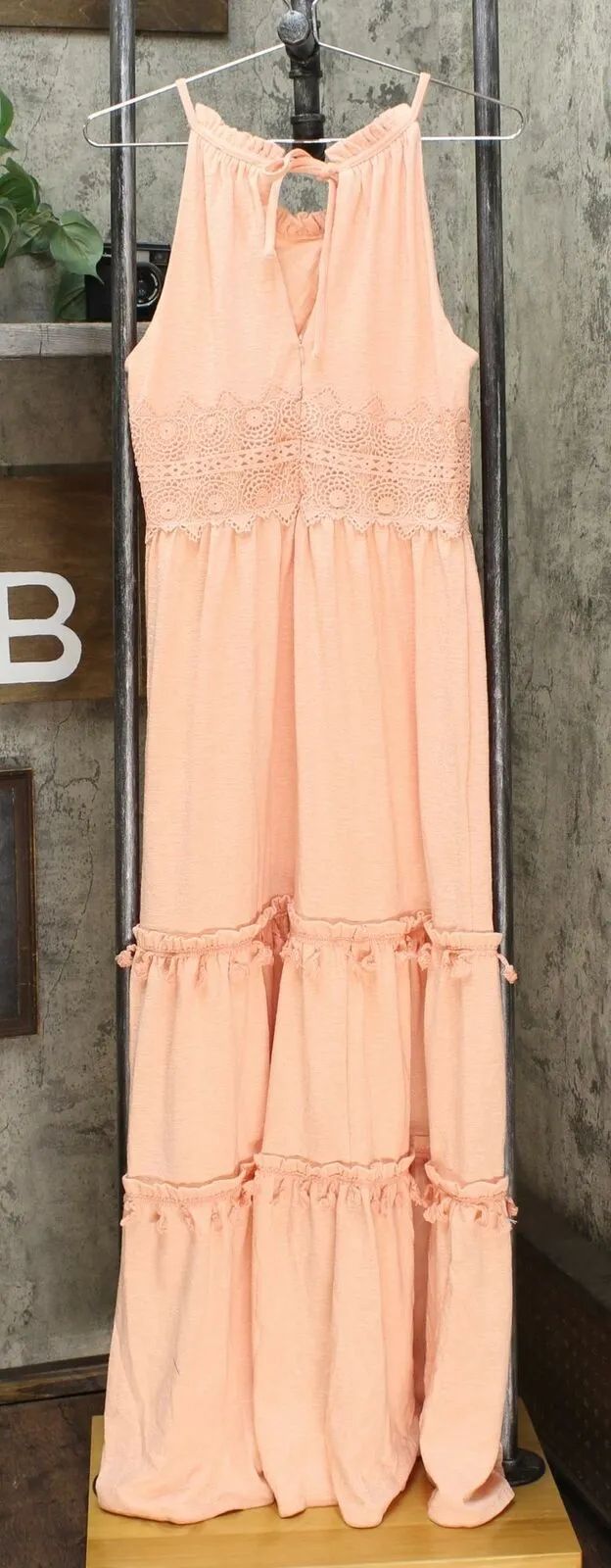 Curations Women's Sleeveless Maxi Dress With Lace Trim