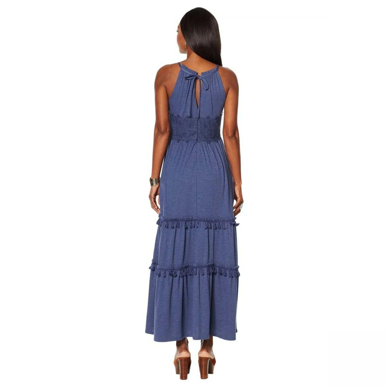 Curations Women's Sleeveless Maxi Dress With Lace Trim