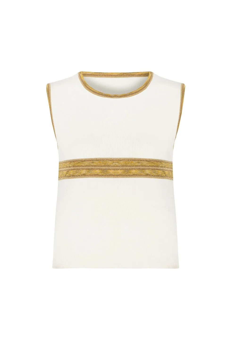 CYCLE NECK SLEEVELESS INTARSIA KNITWEAR SWEATER GOLD
