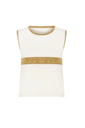 CYCLE NECK SLEEVELESS INTARSIA KNITWEAR SWEATER GOLD