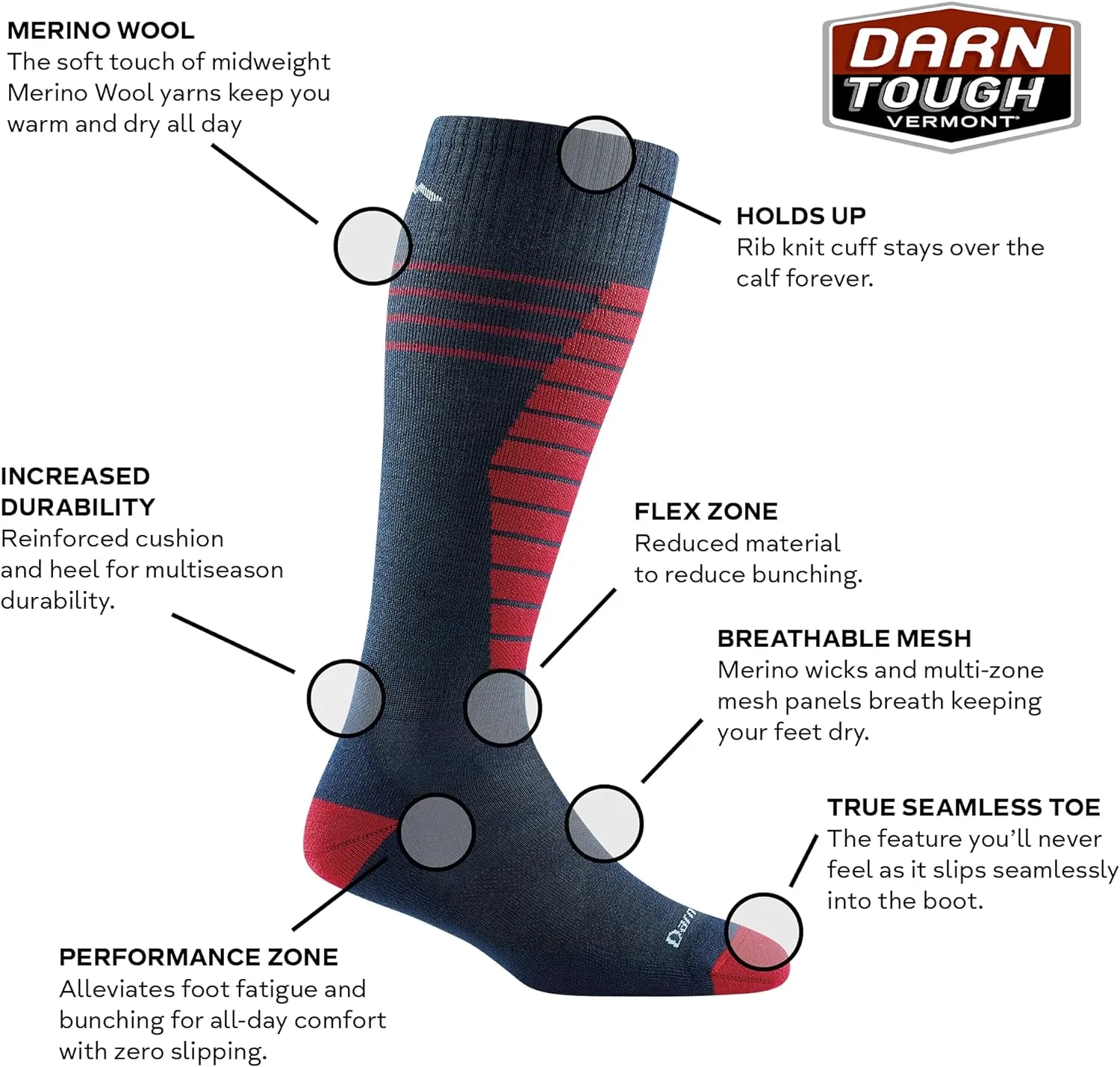 Darn Tough (3029) Edge Jr. OTC Midweight with Cushion and Padded Shin Juniors Sock
