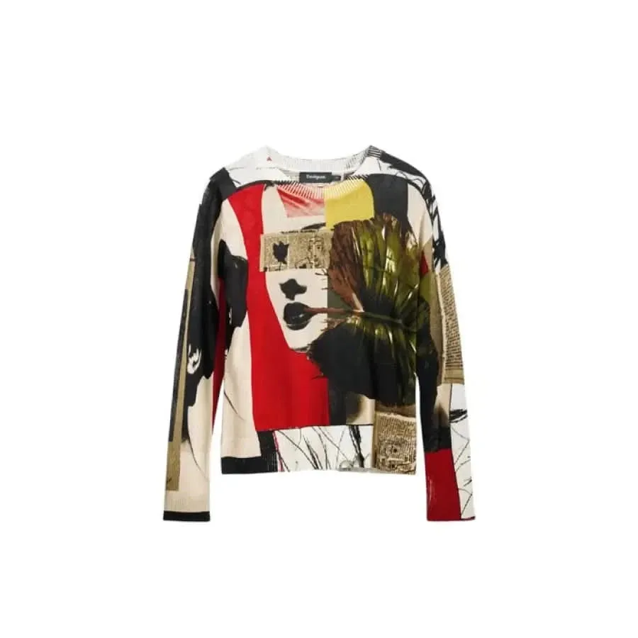 Desigual Women's Green Print Knit Sweater