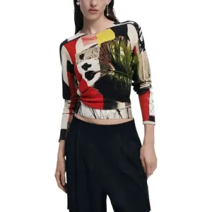 Desigual Women's Green Print Knit Sweater