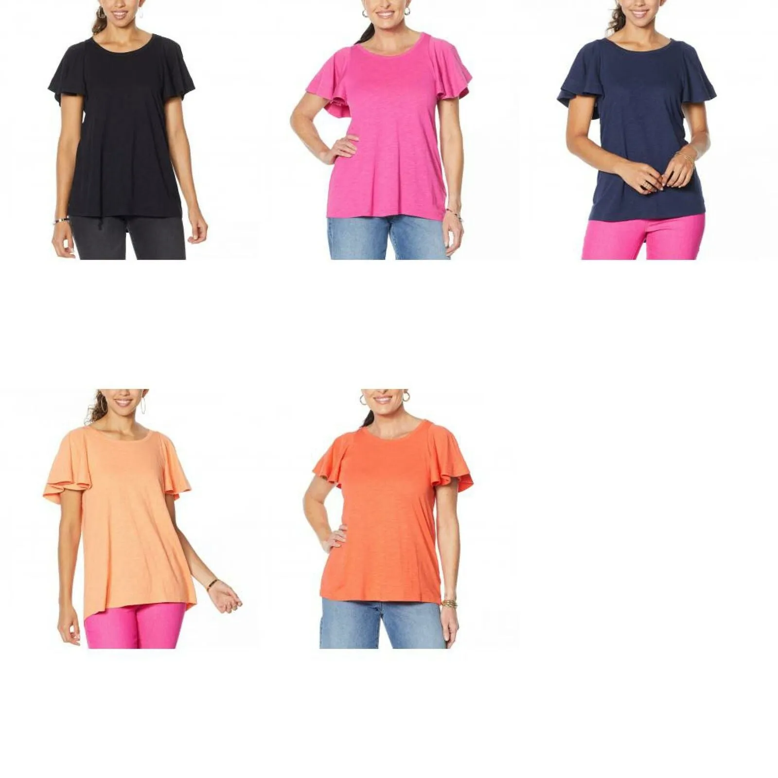 DG2 by Diane Gilman Women's Hi Low Flutter Sleeve T-Shirt