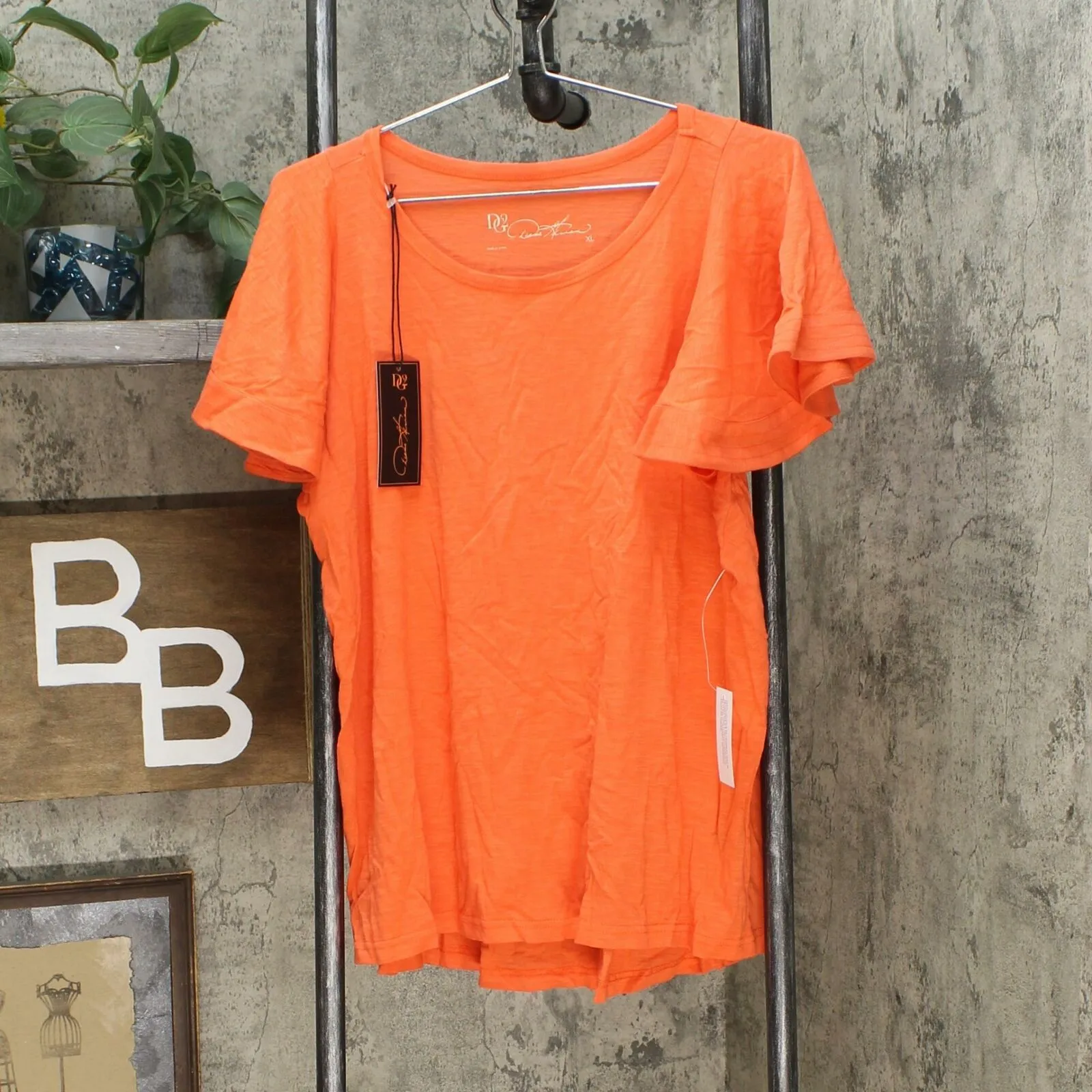 DG2 by Diane Gilman Women's Hi Low Flutter Sleeve T-Shirt