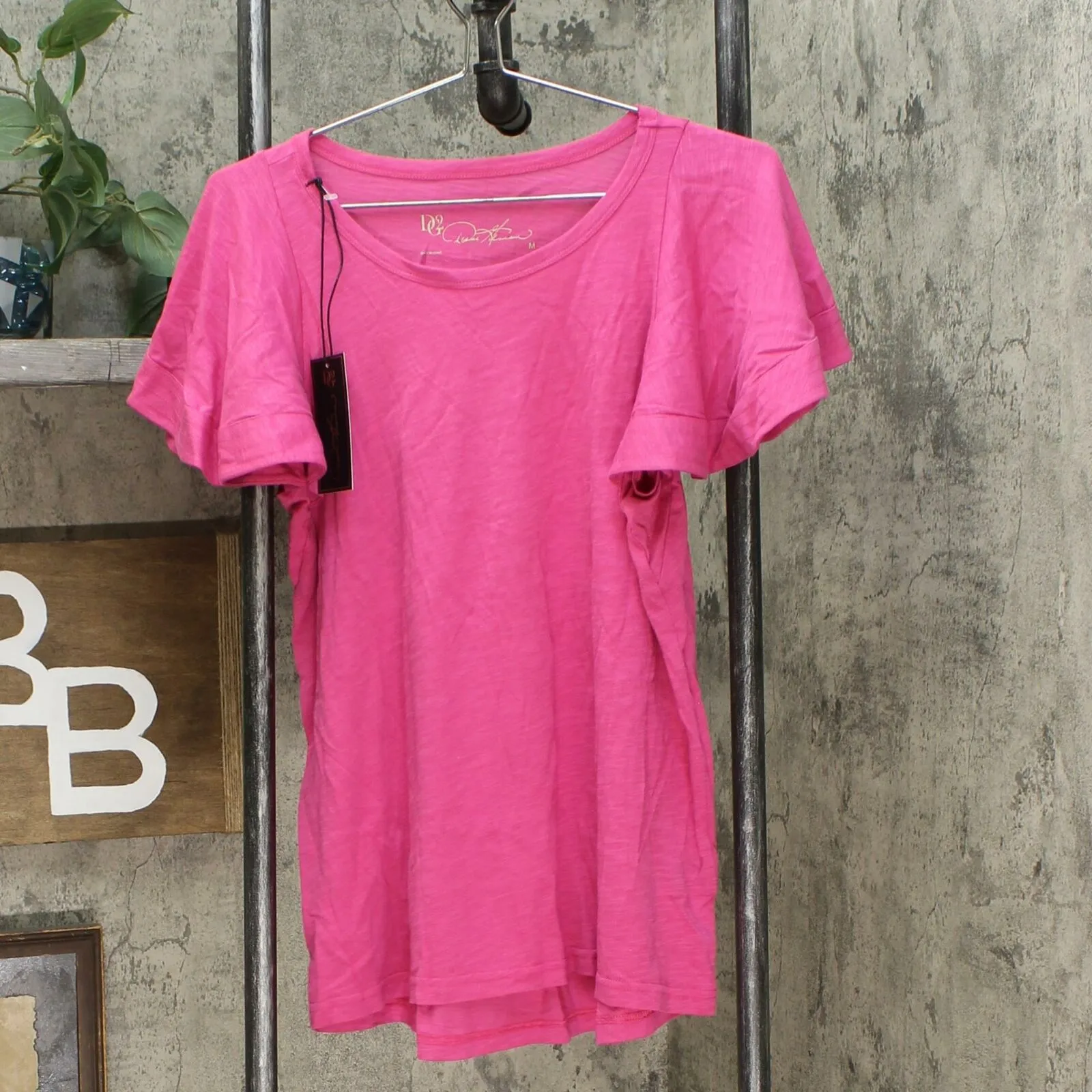 DG2 by Diane Gilman Women's Hi Low Flutter Sleeve T-Shirt