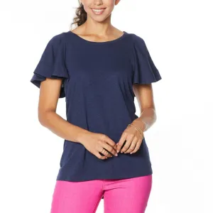 DG2 by Diane Gilman Women's Hi Low Flutter Sleeve T-Shirt