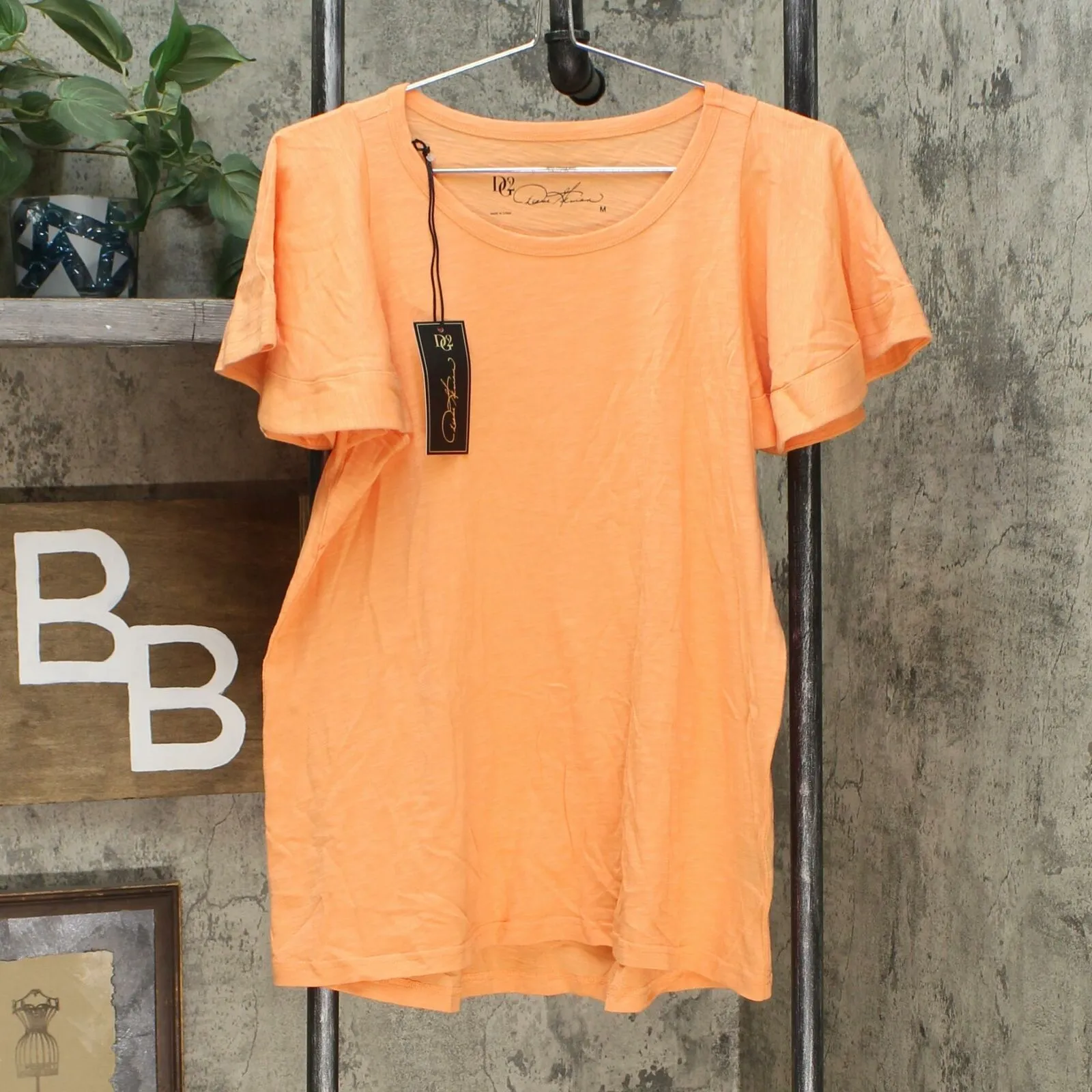 DG2 by Diane Gilman Women's Hi Low Flutter Sleeve T-Shirt