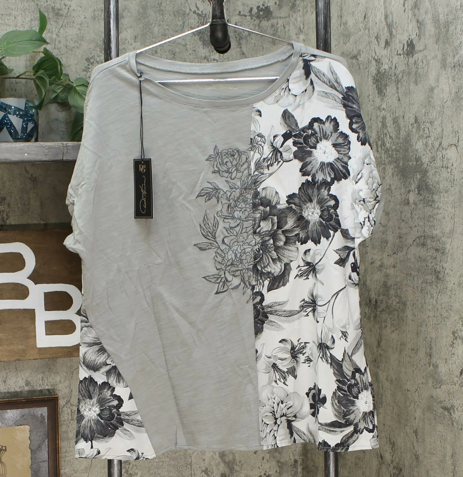 DG2 by Diane Gilman Women's Mixed Media Embroidered Front Seam Blouse