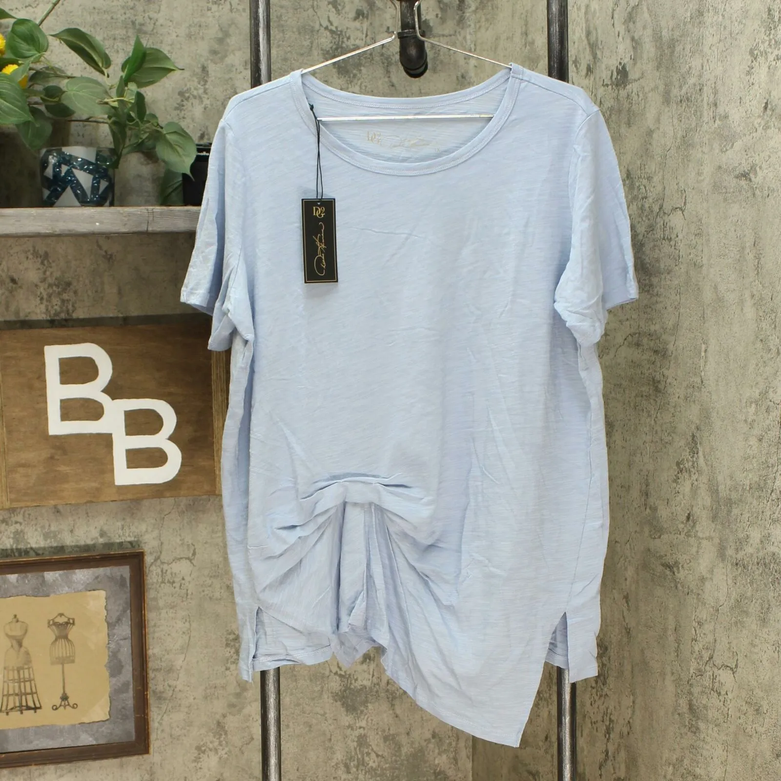 DG2 by Diane Gilman Women's Plus Size Draped And Gathered Knot Side T-Shirt