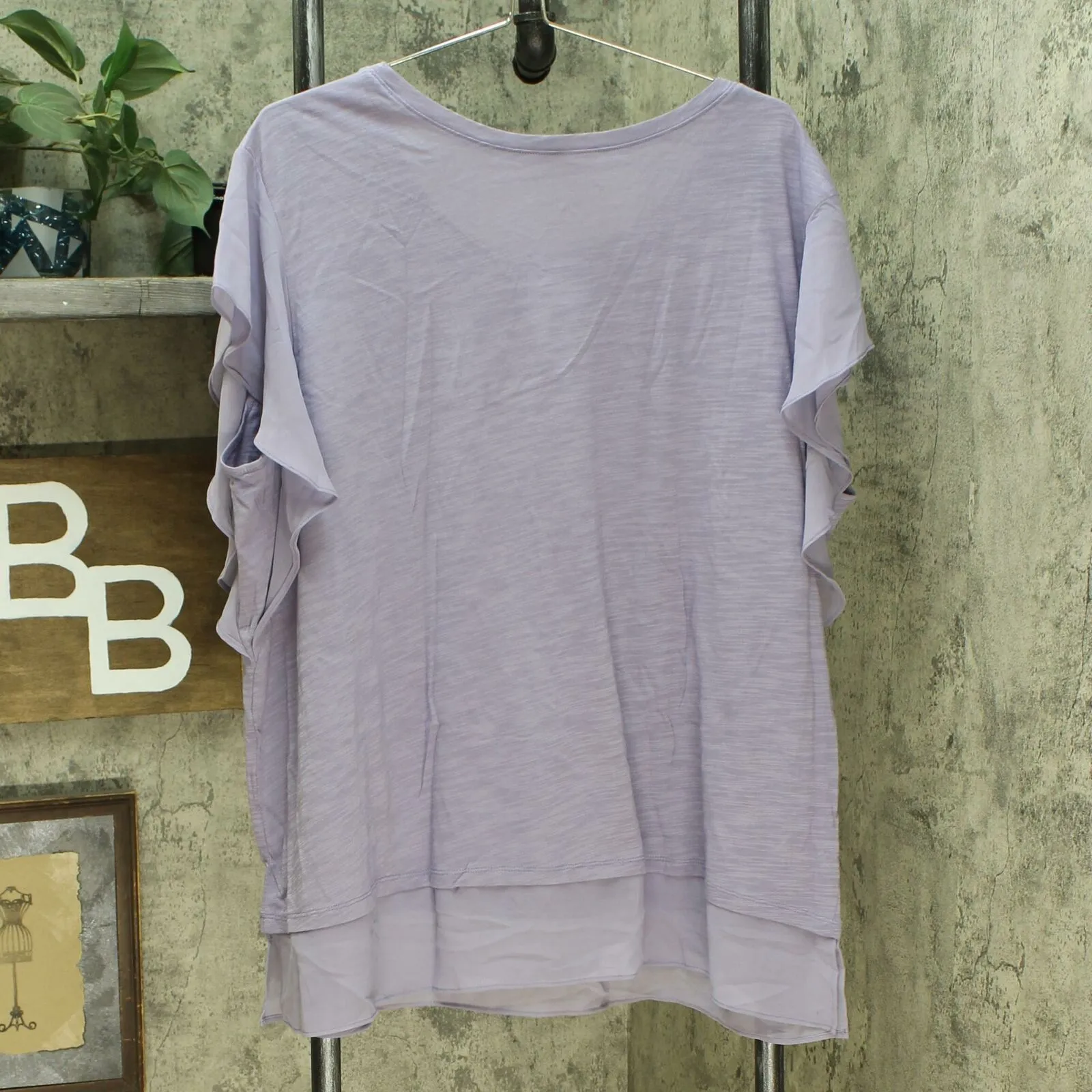 DG2 by Diane Gilman Women's Plus Size Flutter Sleeve Combo T-Shirt