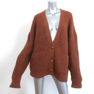 Doen Oversize Cardigan Adelia Rust Brown Ribbed Alpaca-Blend Size Large