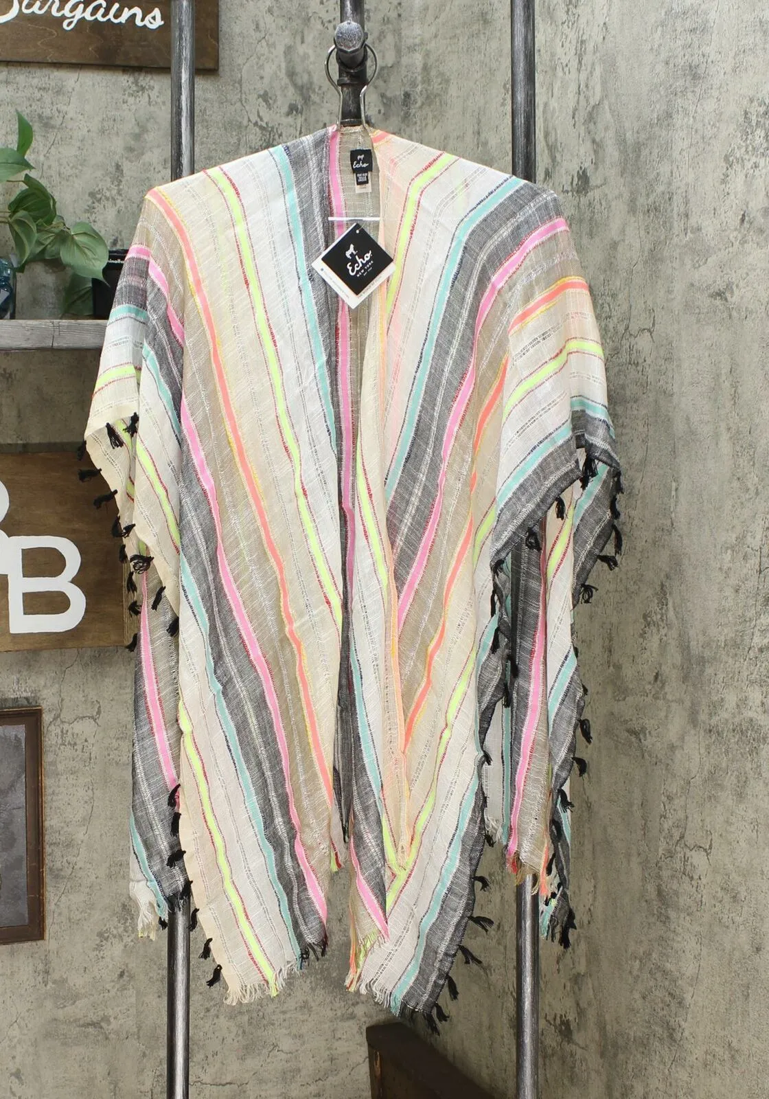 Echo Women's Boardwalk Stripe Square Ruana Cover Up