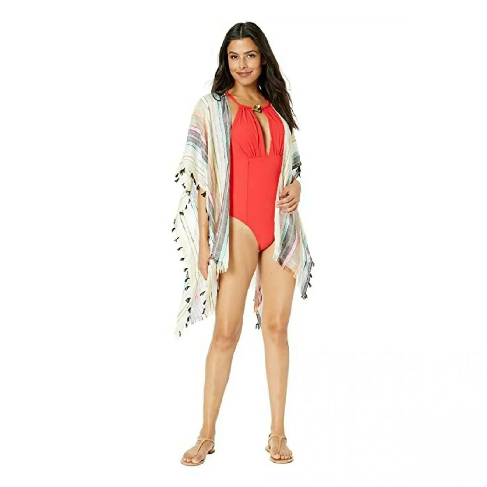 Echo Women's Boardwalk Stripe Square Ruana Cover Up
