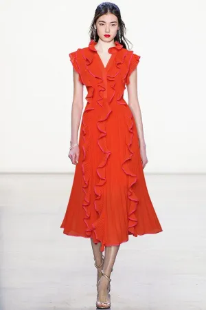 Elegant Chiffon Ruffles midi dress - TR226