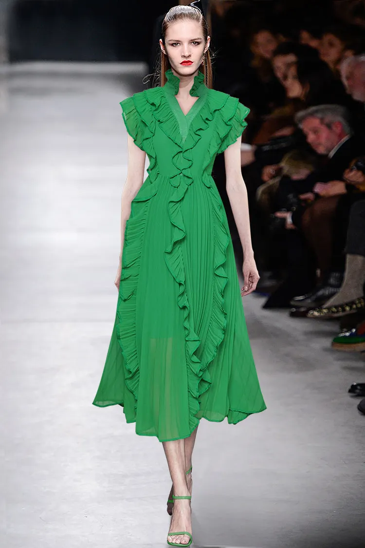 Elegant Chiffon Ruffles midi dress - TR226