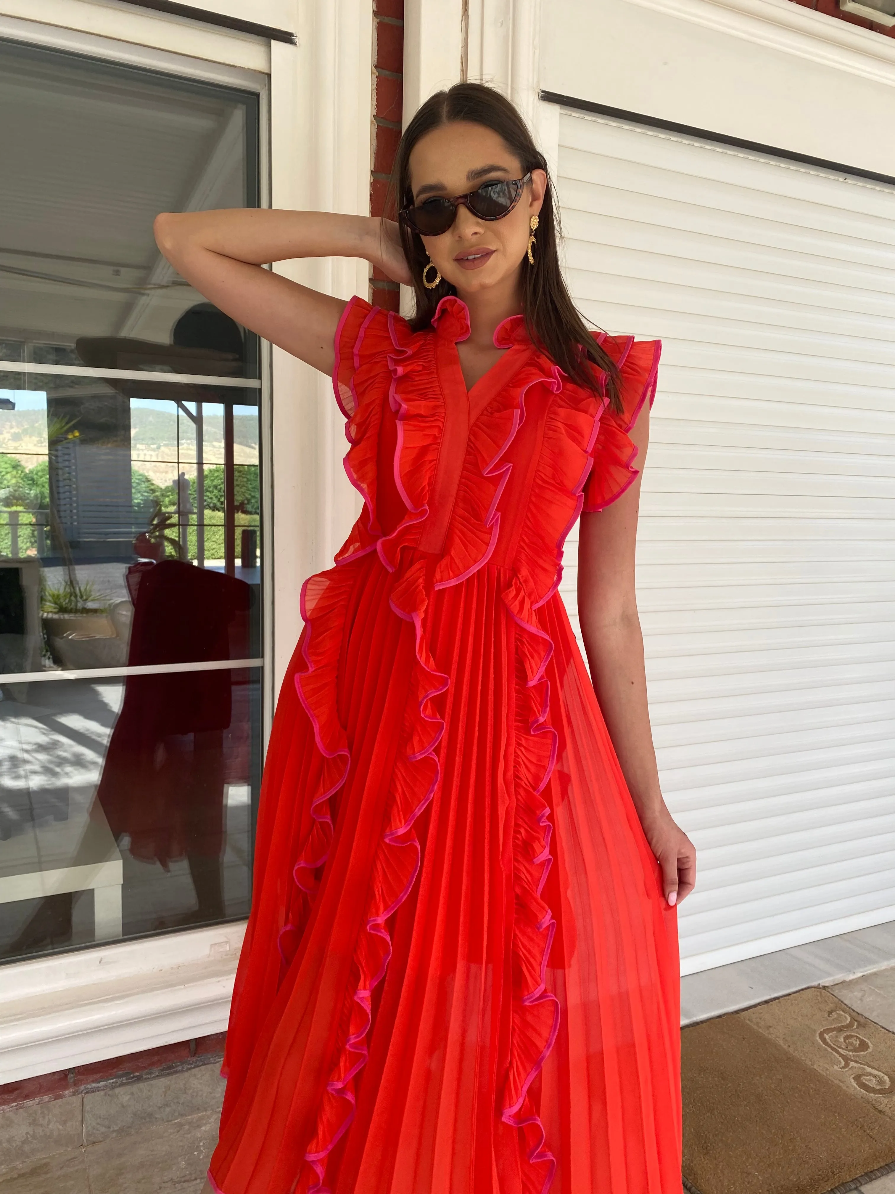 Elegant Chiffon Ruffles midi dress - TR226
