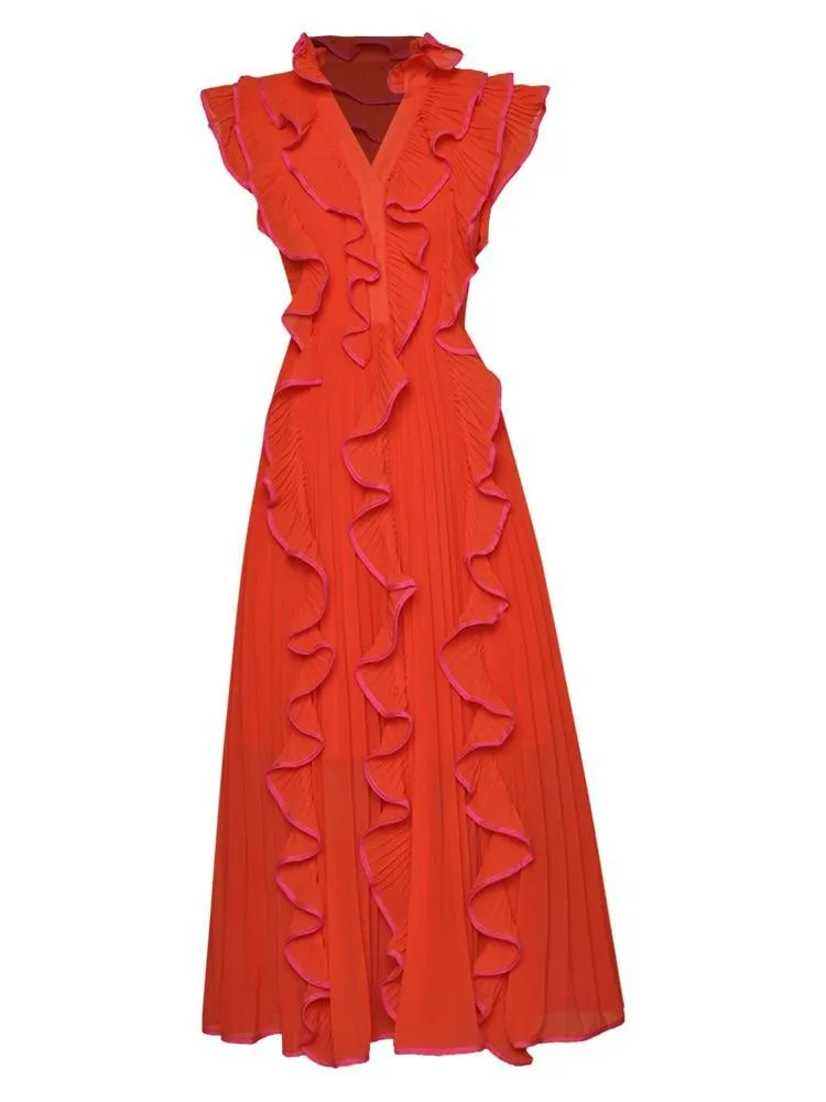 Elegant Chiffon Ruffles midi dress - TR226