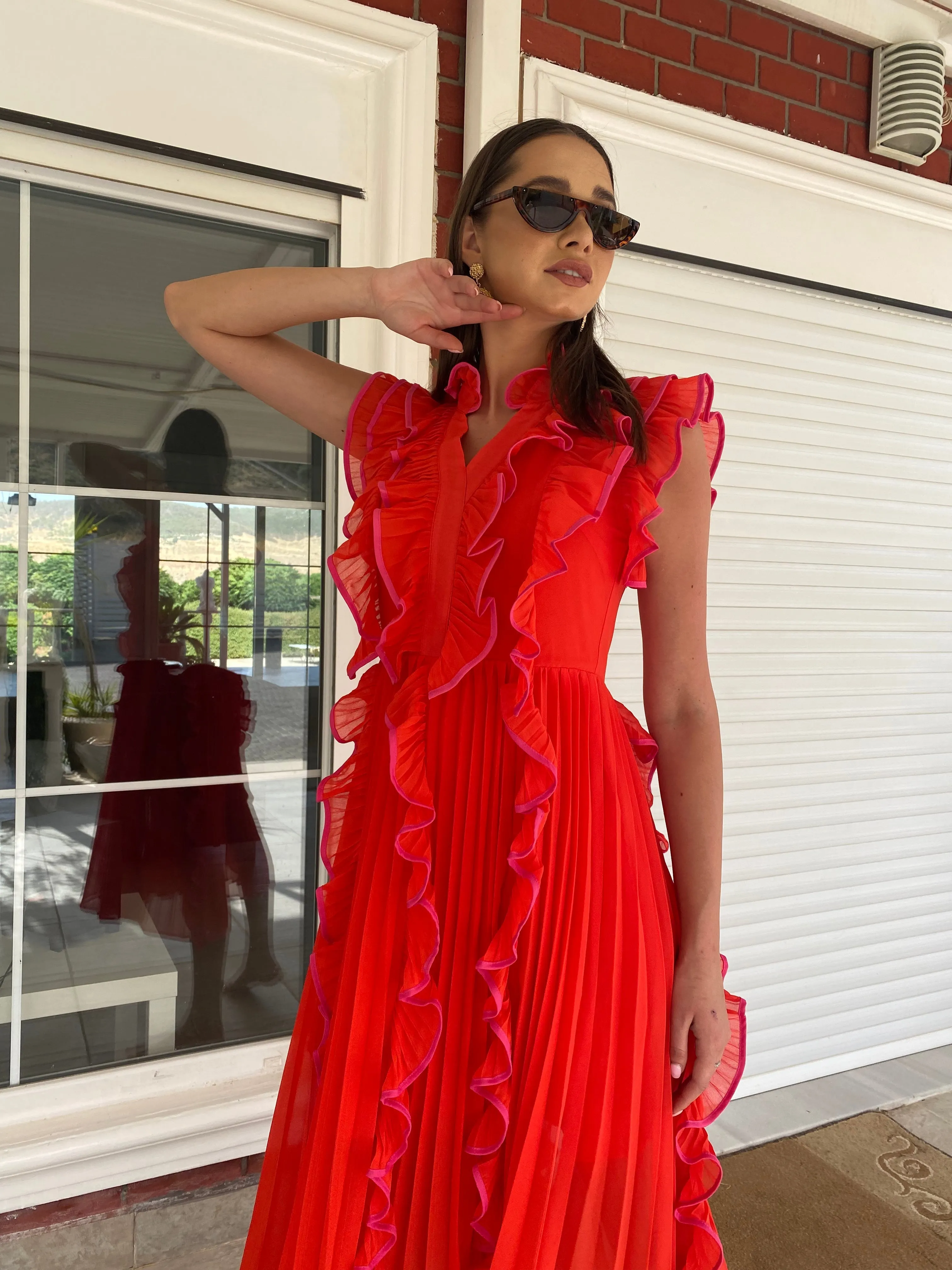 Elegant Chiffon Ruffles midi dress - TR226