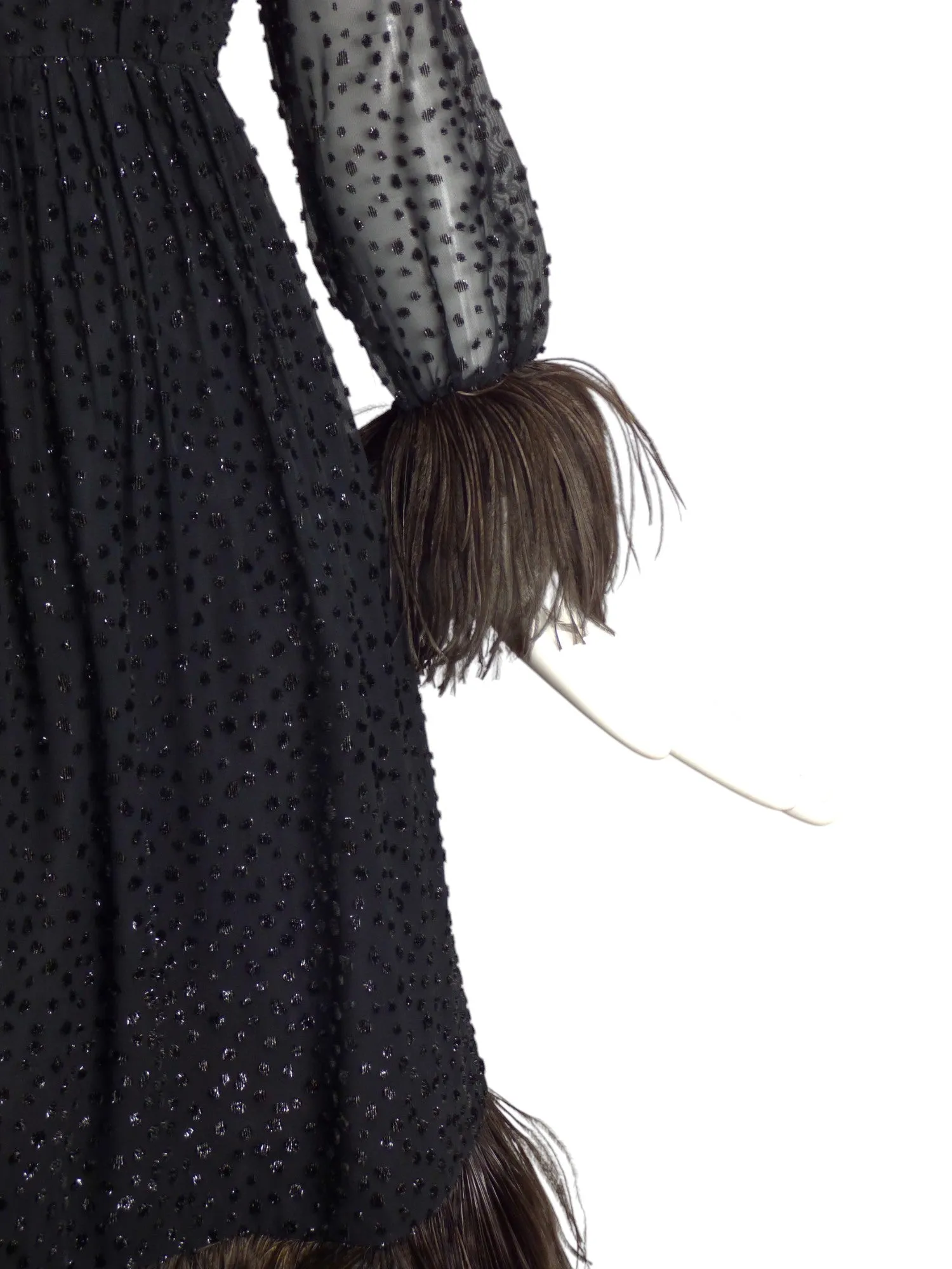 ELIZABETH ARDEN- 1960s Black Feather Trim Cocktail Dress, Size 4