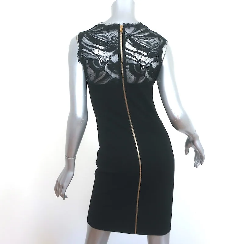Emilio Pucci Lace-Yoke Sheath Dress Black Stretch Jersey Size 42
