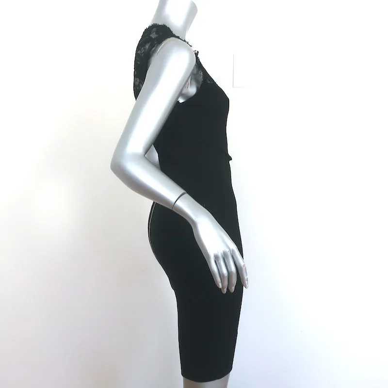 Emilio Pucci Lace-Yoke Sheath Dress Black Stretch Jersey Size 42
