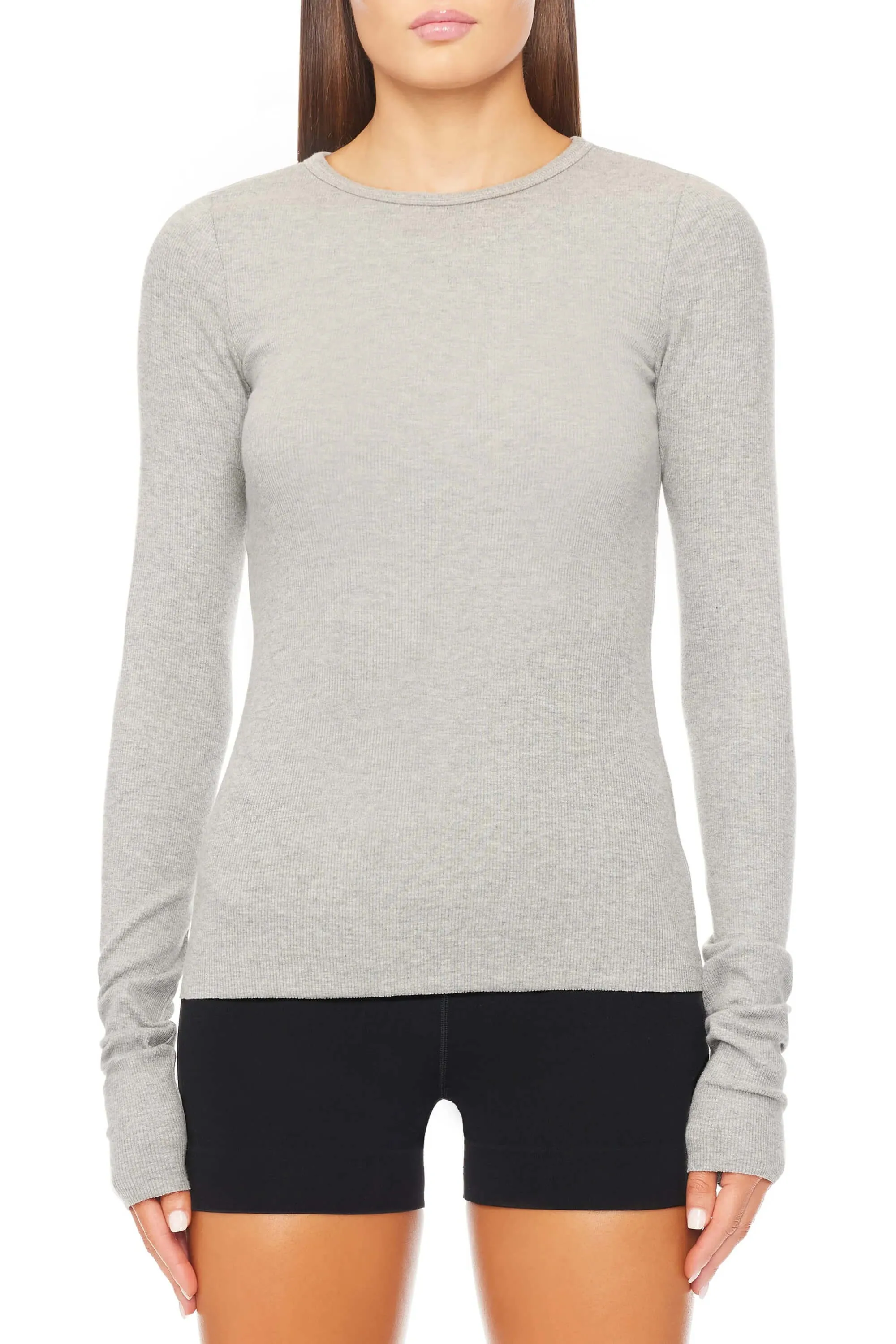 Eterne - Long Sleeve Fitted top in Heather Grey
