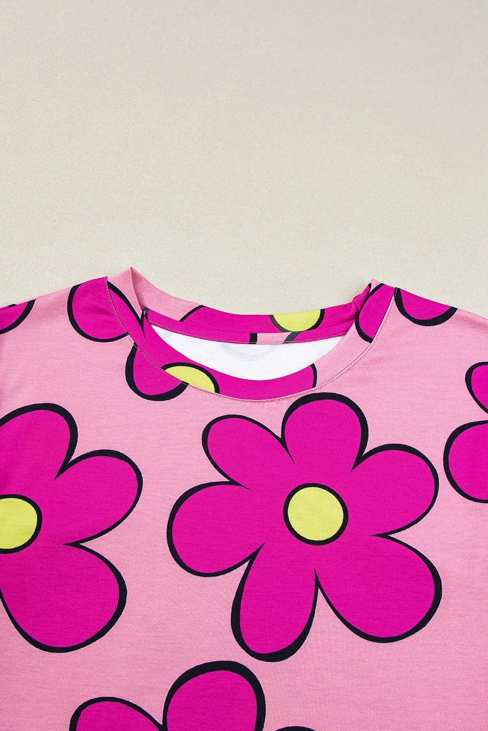 Flower Cap Sleeve T Shirt