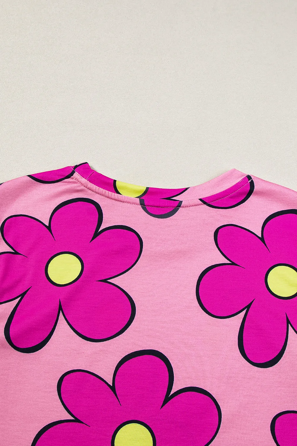 Flower Cap Sleeve T Shirt