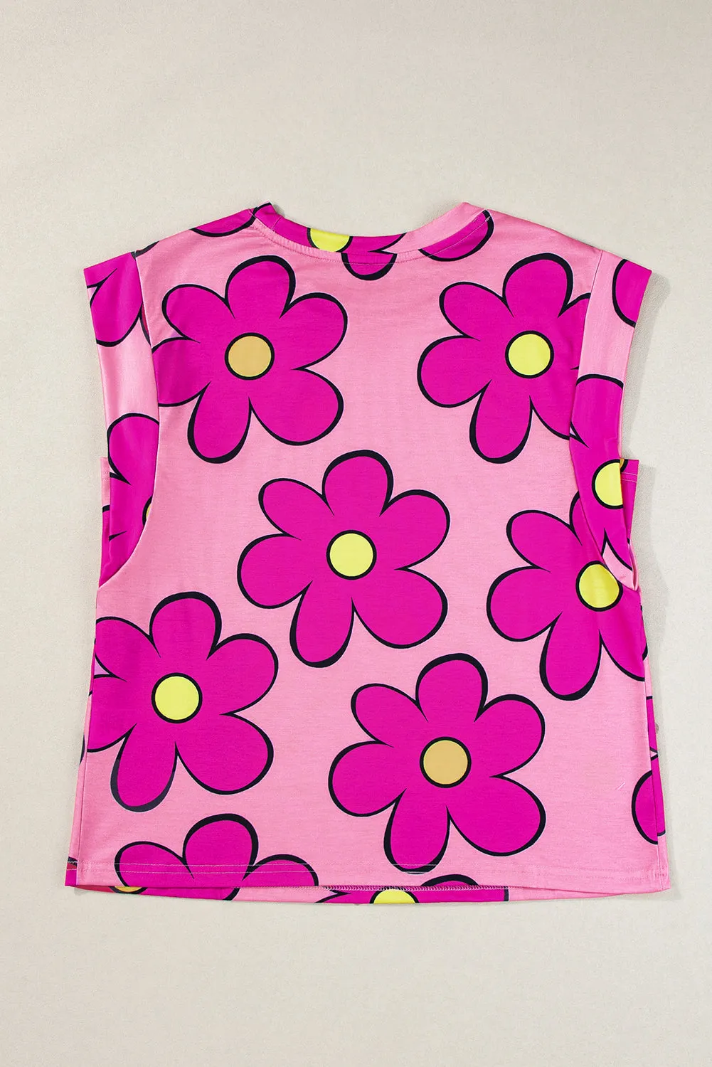 Flower Cap Sleeve T Shirt