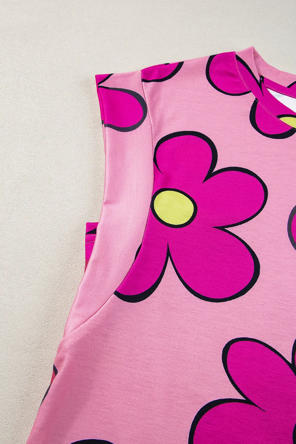 Flower Cap Sleeve T Shirt