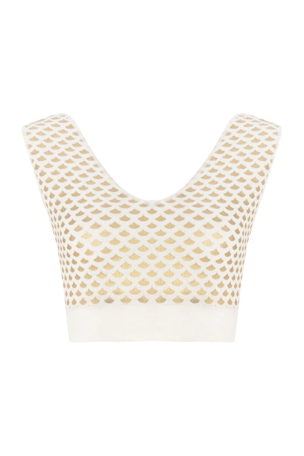 FOIL PRINTED CROP TOP WHITE-GOLD