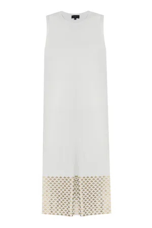 FOIL PRINTED DRESS WHITE-GOLD