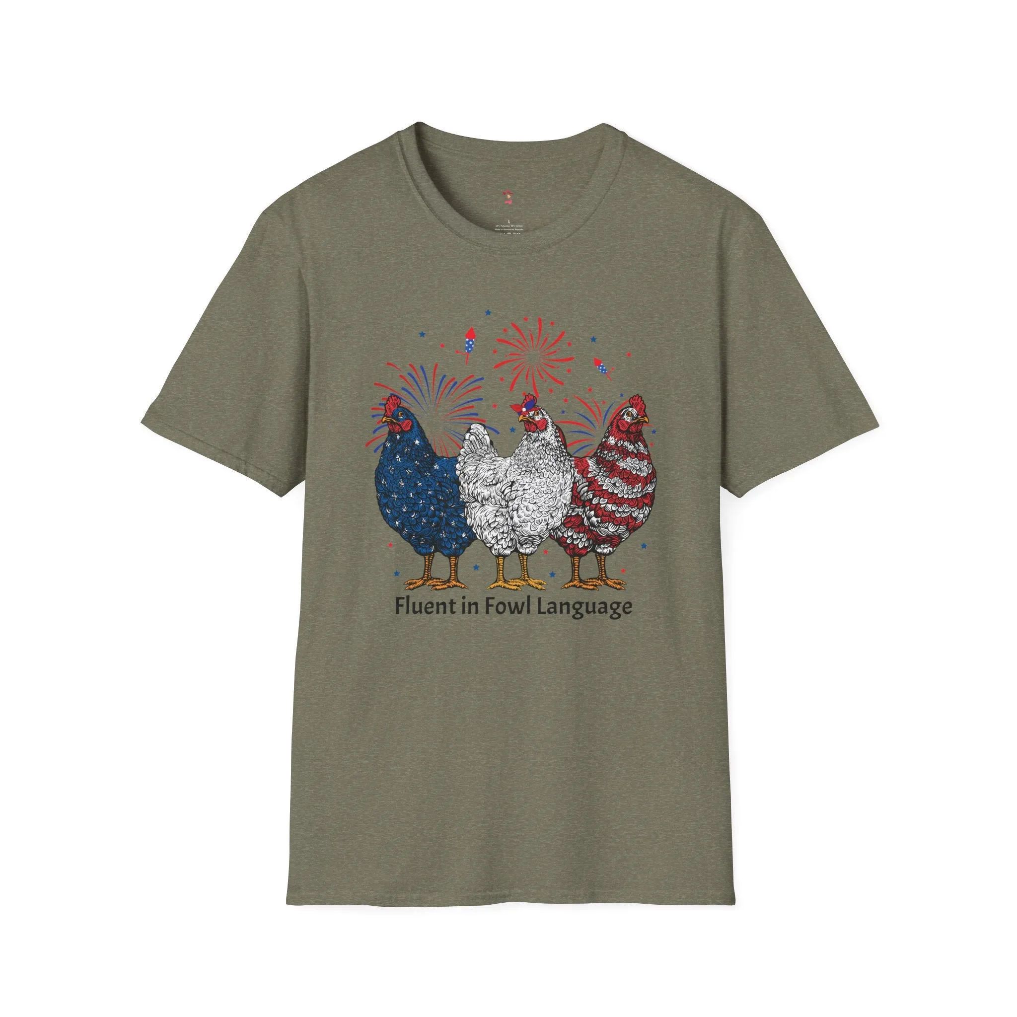 Fowl Language, 4th of July, Farm, Chicken, Softstyle T-Shirt