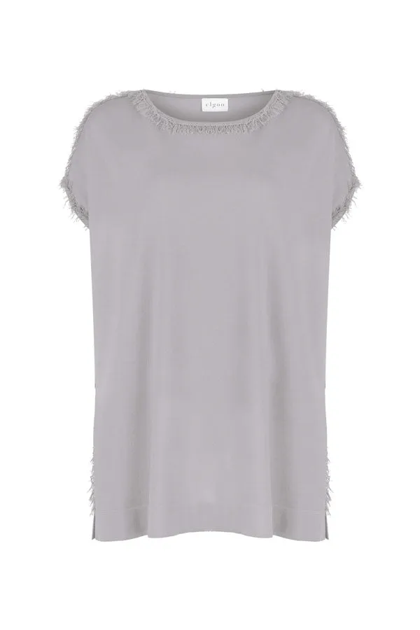 FRINGED BOAT NECK KNITWEAR TOP