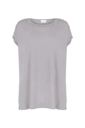 FRINGED BOAT NECK KNITWEAR TOP