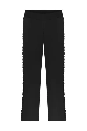 FRINGED KNITWEAR PANTS BLACK