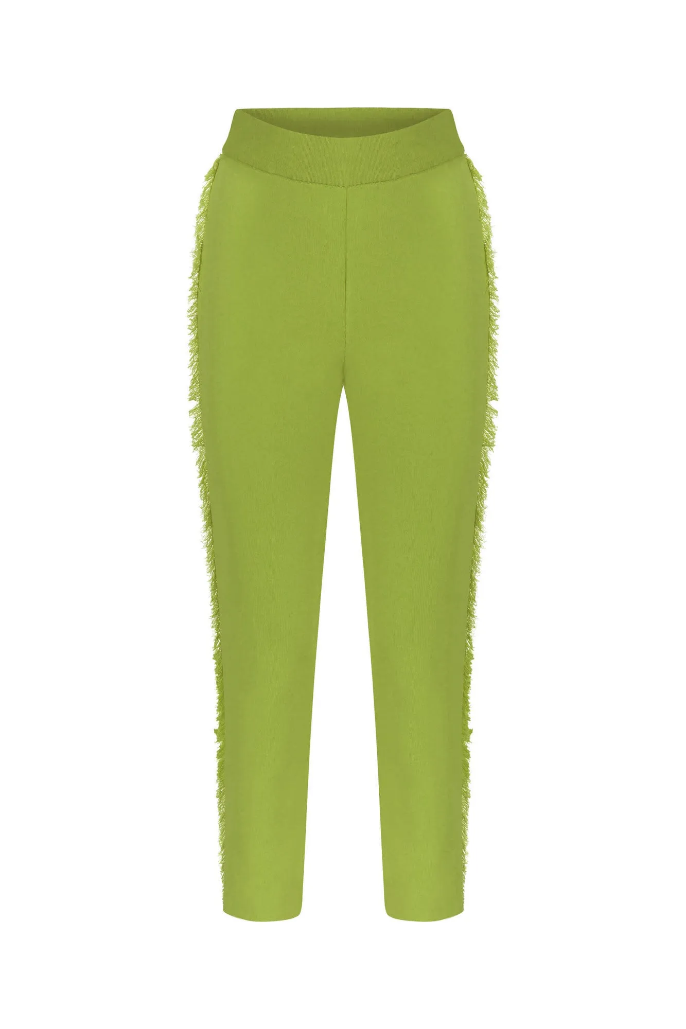 FRINGED KNITWEAR PANTS GREEN
