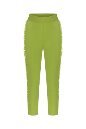 FRINGED KNITWEAR PANTS GREEN