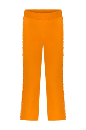 FRINGED KNITWEAR PANTS ORANGE