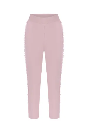 FRINGED KNITWEAR PANTS PINK