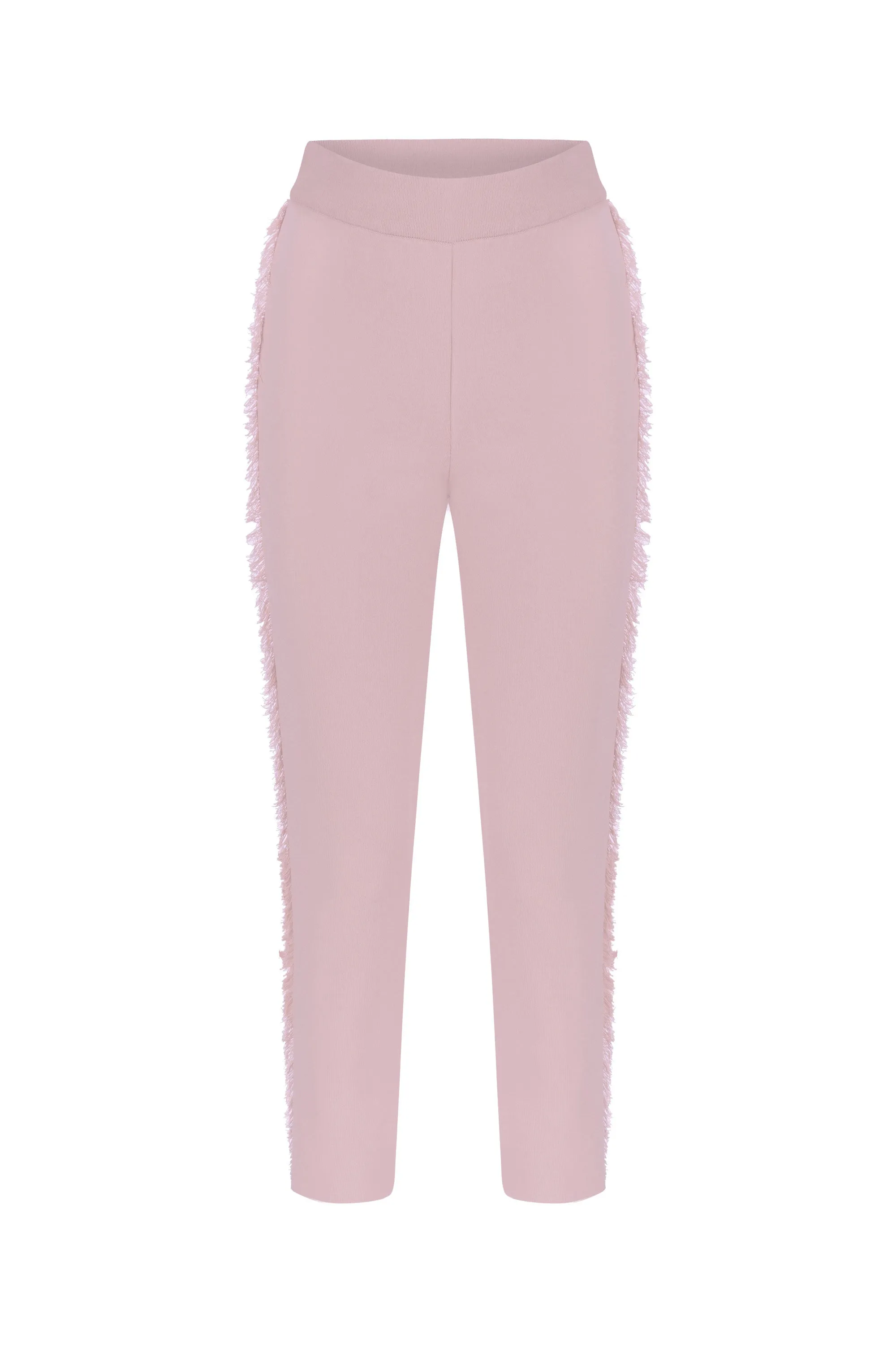 FRINGED KNITWEAR PANTS PINK