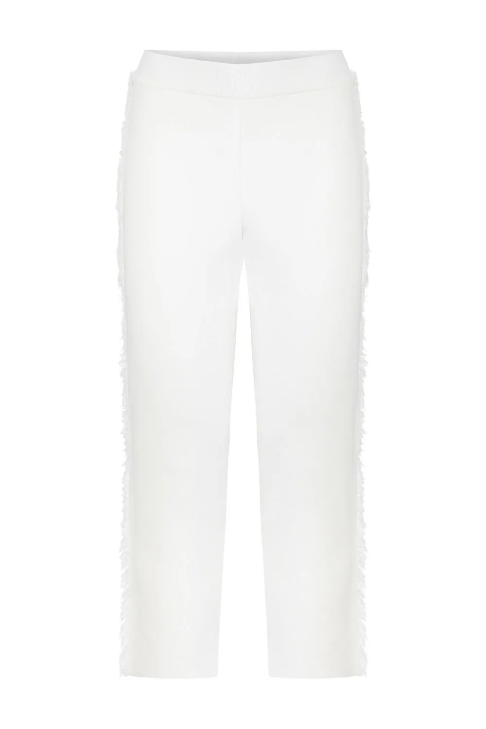 FRINGED KNITWEAR PANTS WHITE