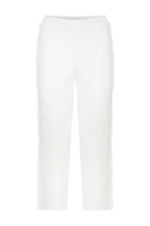 FRINGED KNITWEAR PANTS WHITE