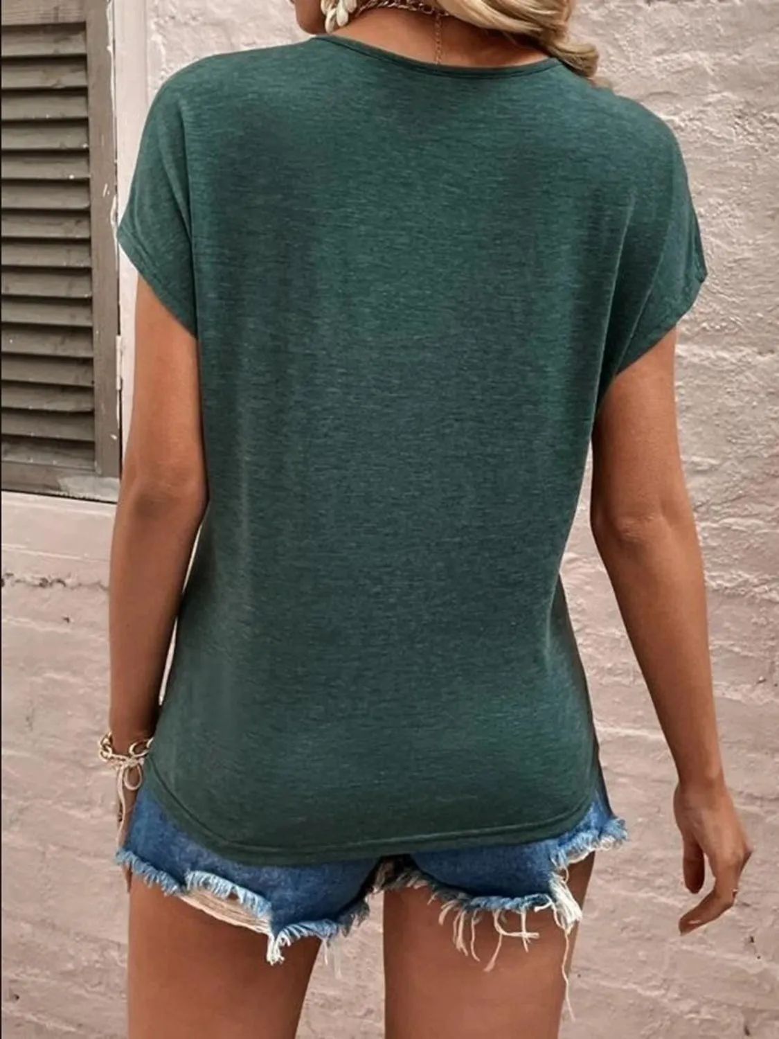 Giana Lace Detail V-Neck Short Sleeve T-Shirt - Online Exclusive