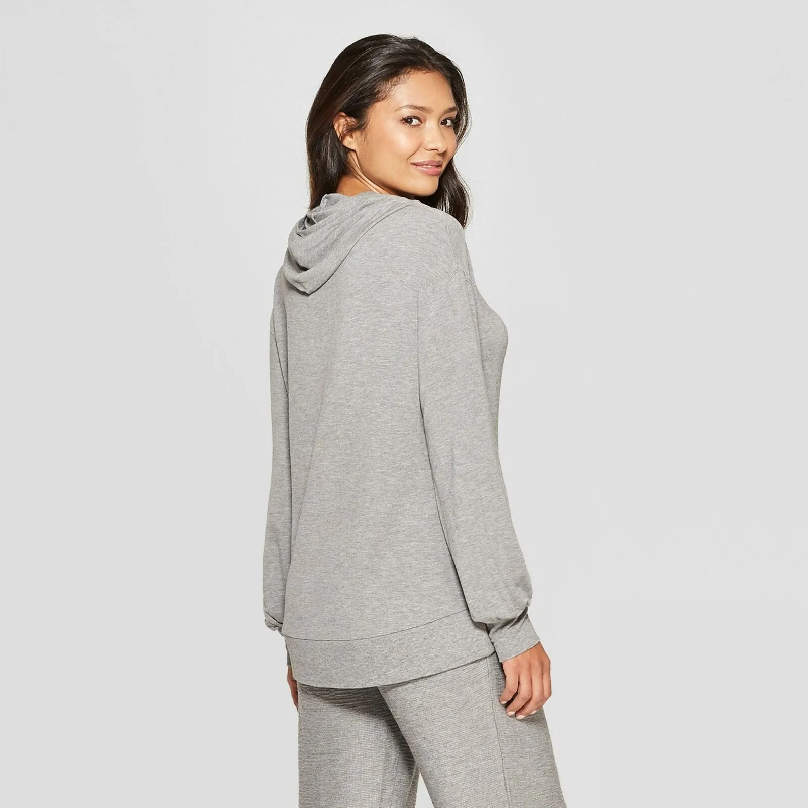 Gilligan & O'Malley Women's Cozy High Low Cowl Neck Hooded Sleep Sweatshirt